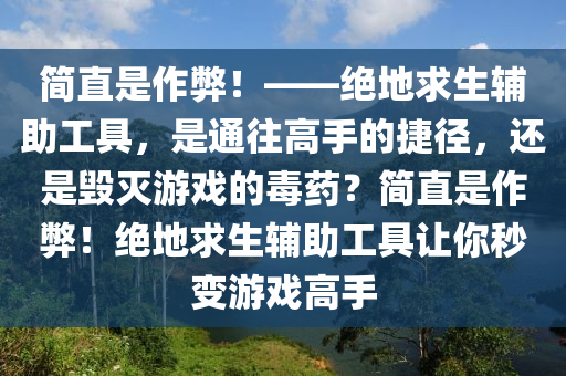 简直是作弊！——绝地求生辅助工具，是通往高手的捷径，还是毁灭游戏的毒药？简直是作弊！绝地求生辅助工具让你秒变游戏高手
