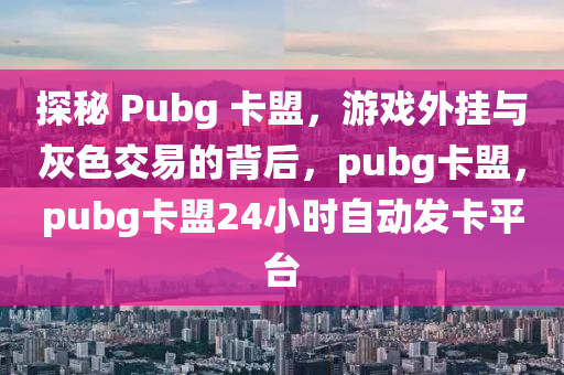 探秘 Pubg 卡盟，游戏外挂与灰色交易的背后，pubg卡盟，pubg卡盟24小时自动发卡平台