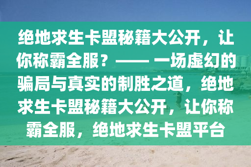 绝地求生卡盟秘籍大公开，让你称霸全服？—— 一场虚幻的骗局与真实的制胜之道，绝地求生卡盟秘籍大公开，让你称霸全服，绝地求生卡盟平台