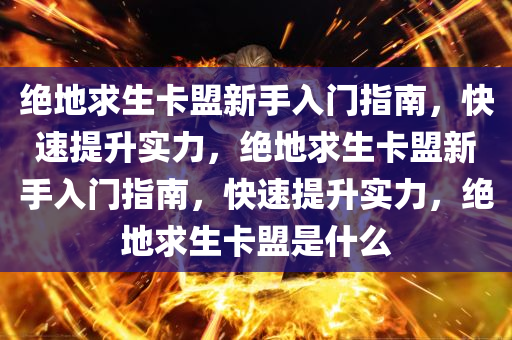 绝地求生卡盟新手入门指南，快速提升实力，绝地求生卡盟新手入门指南，快速提升实力，绝地求生卡盟是什么