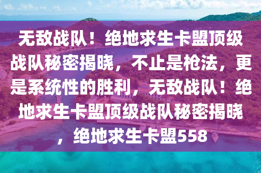 无敌战队！绝地求生卡盟顶级战队秘密揭晓，不止是枪法，更是系统性的胜利，无敌战队！绝地求生卡盟顶级战队秘密揭晓，绝地求生卡盟558