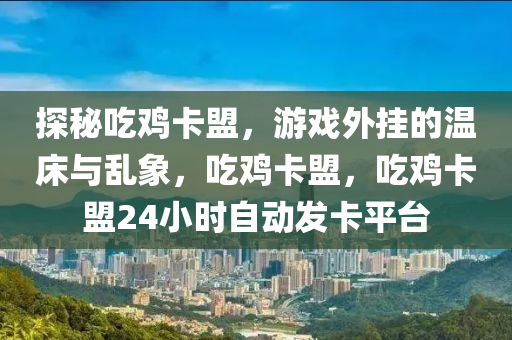 探秘吃鸡卡盟，游戏外挂的温床与乱象，吃鸡卡盟，吃鸡卡盟24小时自动发卡平台