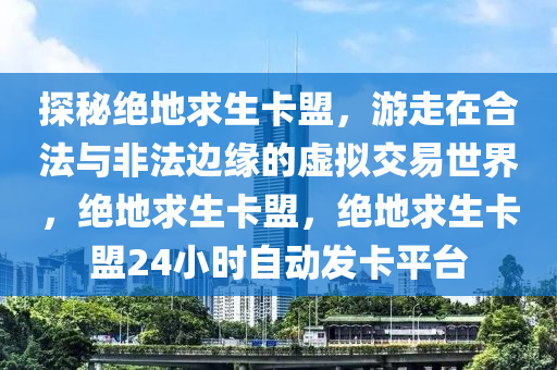 探秘绝地求生卡盟，游走在合法与非法边缘的虚拟交易世界，绝地求生卡盟，绝地求生卡盟24小时自动发卡平台