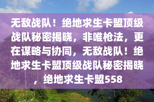 无敌战队！绝地求生卡盟顶级战队秘密揭晓，非唯枪法，更在谋略与协同，无敌战队！绝地求生卡盟顶级战队秘密揭晓，绝地求生卡盟558