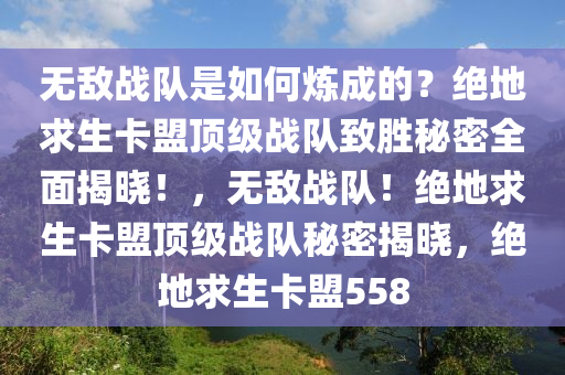 无敌战队是如何炼成的？绝地求生卡盟顶级战队致胜秘密全面揭晓！，无敌战队！绝地求生卡盟顶级战队秘密揭晓，绝地求生卡盟558