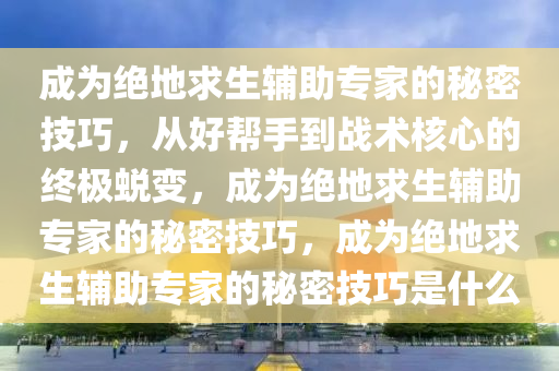 成为绝地求生辅助专家的秘密技巧，从好帮手到战术核心的终极蜕变，成为绝地求生辅助专家的秘密技巧，成为绝地求生辅助专家的秘密技巧是什么
