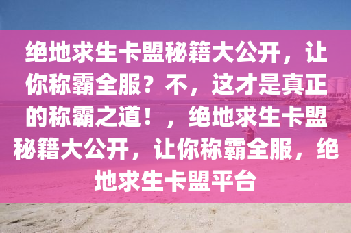 绝地求生卡盟秘籍大公开，让你称霸全服？不，这才是真正的称霸之道！，绝地求生卡盟秘籍大公开，让你称霸全服，绝地求生卡盟平台