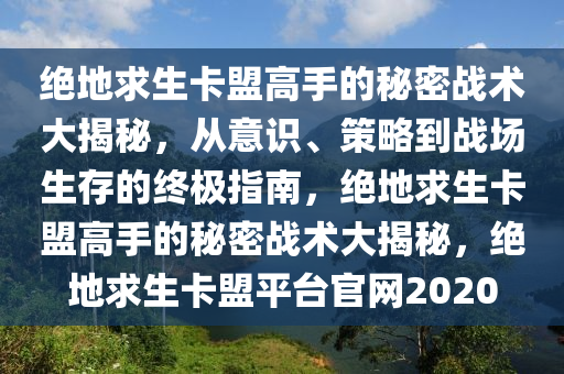 绝地求生卡盟高手的秘密战术大揭秘，从意识、策略到战场生存的终极指南，绝地求生卡盟高手的秘密战术大揭秘，绝地求生卡盟平台官网2020