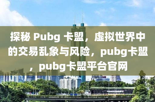 探秘 Pubg 卡盟，虚拟世界中的交易乱象与风险，pubg卡盟，pubg卡盟平台官网