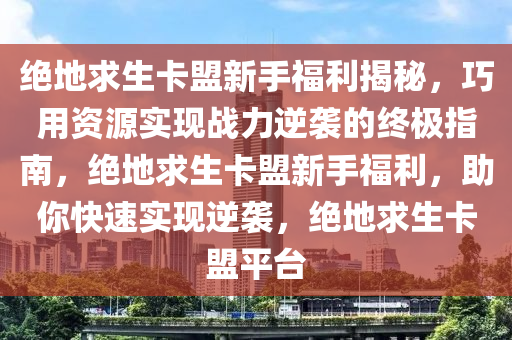 绝地求生卡盟新手福利揭秘，巧用资源实现战力逆袭的终极指南，绝地求生卡盟新手福利，助你快速实现逆袭，绝地求生卡盟平台