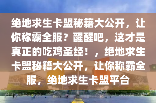 绝地求生卡盟秘籍大公开，让你称霸全服？醒醒吧，这才是真正的吃鸡圣经！，绝地求生卡盟秘籍大公开，让你称霸全服，绝地求生卡盟平台